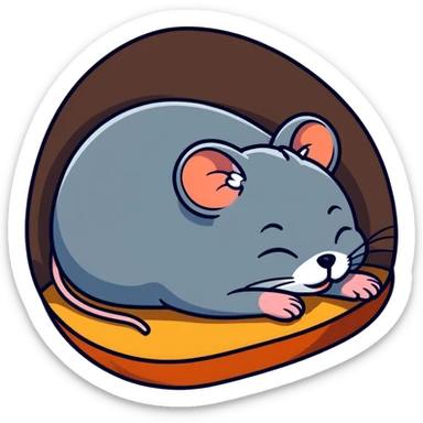 Jerry mouse snoring while sleeping in his cozy mouse hole sticker