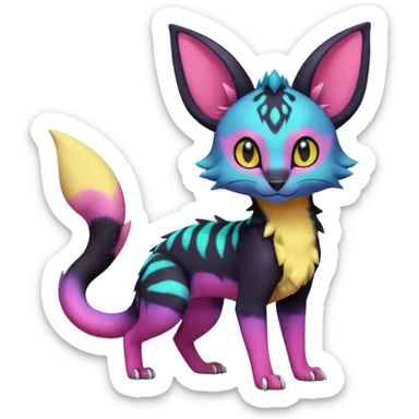 Neon pastel Salandit-Umbreon-Genet-Noivern-Noibat-Serval-Hybrid (Full body) sticker