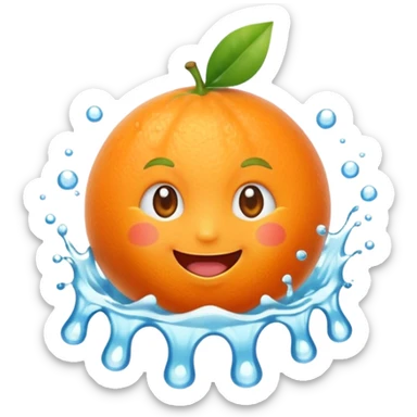 Cute emoji of a super-sweet mandarin orange with a fizzy soda-like feeling, juicy splash, bright orange color, happy expression, kawaii style, transparent background. sticker