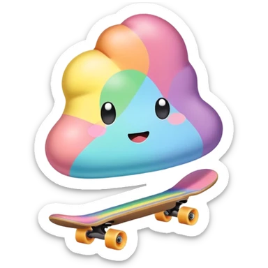  pastel rainbow kawaii Poop skateboarding  sticker