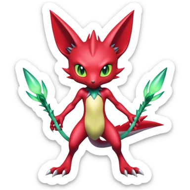 Cute Cool Edgy Shiny Ethereal Legendary Digimon-Sneasel-Scizor-hybrid full body sticker