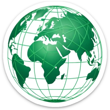 Emoji: Stylized globe with simple green network lines inside. Ethical transparency theme. sticker