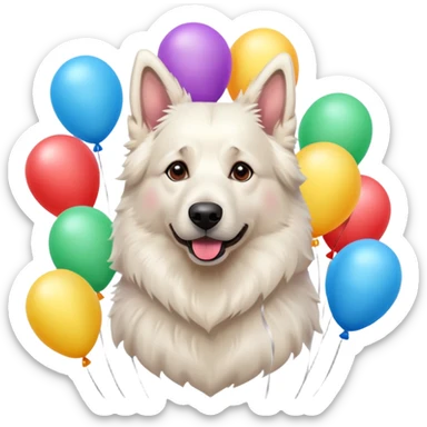 White belgian Shepard In the middle of autumn with Balloons
 sticker