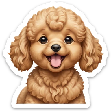 Cinematic Cute Yawning Apricot Poodle Portrait Emoji, Head tilted slightly with a dramatic, wide-open yawn, displaying a soft, curly apricot Fur with delicate texture, floppy ears slightly drooping, round warm eyes barely open in drowsy contentment, Simplified yet irresistibly adorable features, highly detailed, glowing with a soft, cozy glow, high shine, relaxed yet expressive, stylized with a touch of whimsy, bright and endearing, soft glowing outline, capturing the essence of a sleepy yet affectionate companion, so drowsy it feels like it could stretch right out of the screen and curl up for a nap! sticker