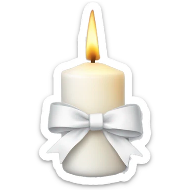 Christmas candle with white ribbon sticker