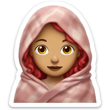 girl with cherry hair in a blanket sticker