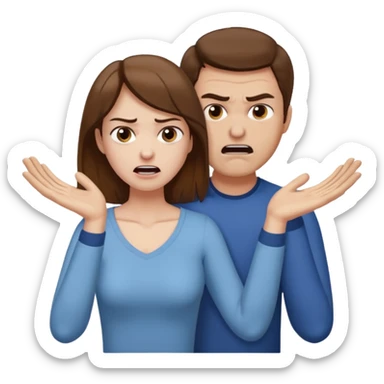 Un homme possessif avec des cheveux marrons qui essaye d’attraper le cou de sa femme sticker