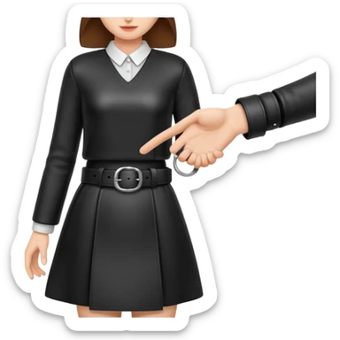 black leather belt in girls hand handing it to someone  sticker