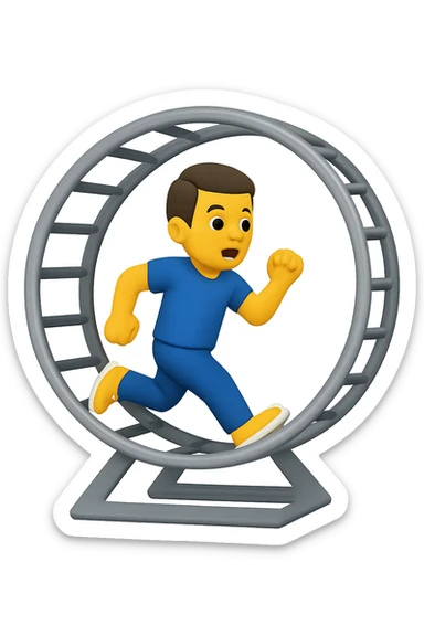 Uomo che corre dentro la ruota del criceto emoji style iphone  sticker