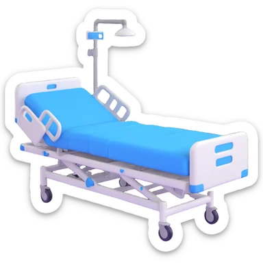 Discord role icon for 'pacientas' patient of a psychiatric clinic, 3D style, #6fe8f3 blue color, subtle hospital bed or patient silhouette, minimal design sticker