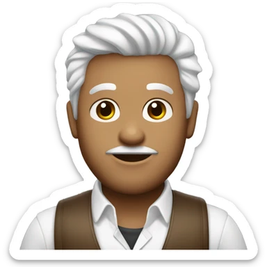 garoto branco com cabelo castanho e casaco branco com cabelo penteado elegante sticker