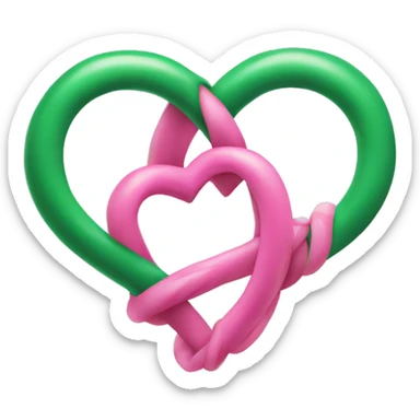 Green and pink heart entwined  sticker
