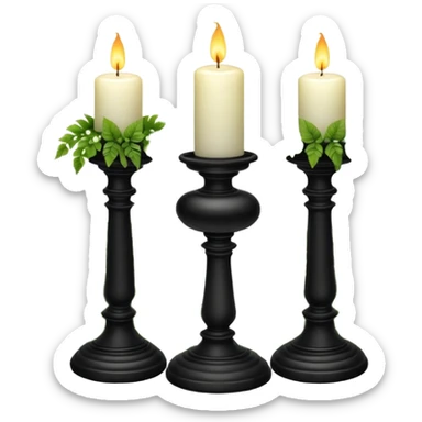 Aesthetic scenic beautiful gorgeous holy divine spiritual pretty elegant sparkly shiny scene of Candles, flowers, marble pedestals, lush vines, ferns, scenic aesthetic scenery sticker