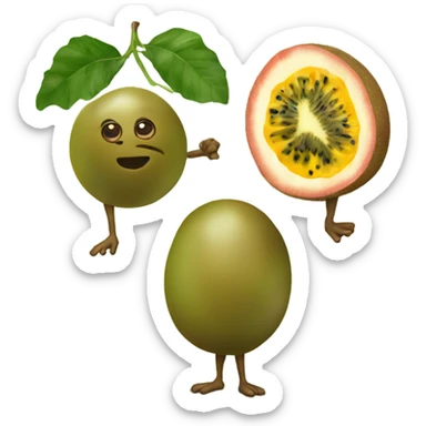 kiwi and passion fruit standing next to each other sticker