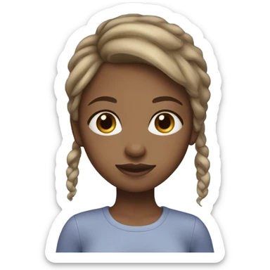 Brown girl with brown hair and blonde highlights and blue eyes  sticker