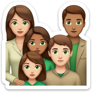 Couple women with brown eyes and brown hair and man with brown hair and green eyes  sticker