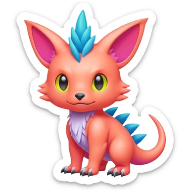 lush pastel-bright-vibrant warm-colored modern colorful neon-colored Fakémon-Digimon-Fionbri-Trico-creature sticker