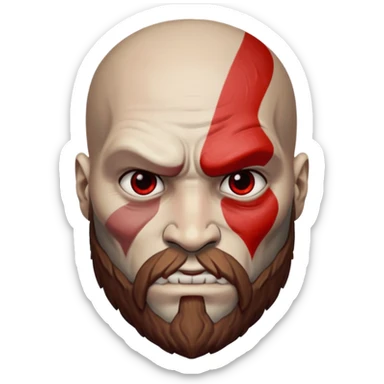 Visage de Kratos du jeu PlayStation a la perfection, c'est a dire que la marque rouge doit partir jusqu'à l'arrière du crâne  sticker