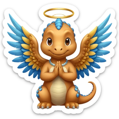Dinosaurio angelical rezando  sticker