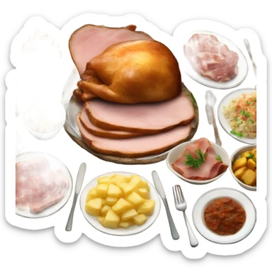 Christmas dinner with ham and baked potatoes  sticker