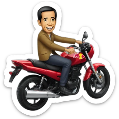 Jokowi rides the red bull sticker