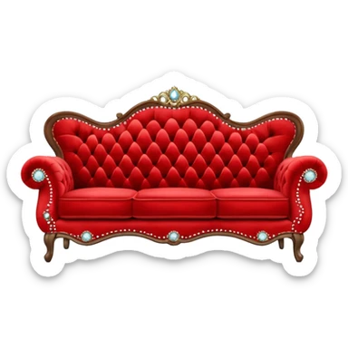 Vintage velvet red sofa with rhinestones buttons sticker