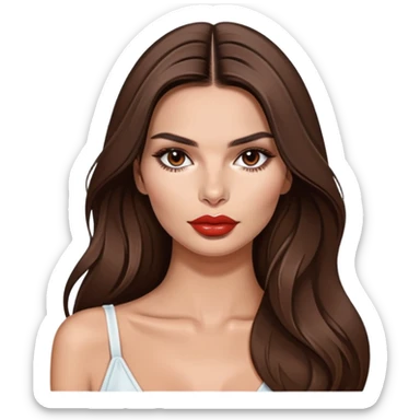Emily Ratajkowski, model with long brown hair and full lips sticker