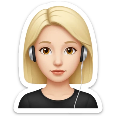 woman with ear buds sticker