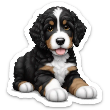 Black and white bernedoodle puppy sticker