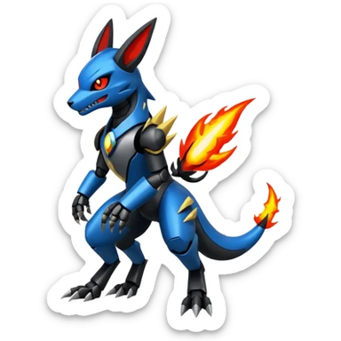 Edgy futuristic Zeraora-Salandit-Lucario-fusion sticker