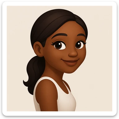 turn the second man in emoji style of the 1st image, match the facial features and match dressing style of the 2nd image, she is wearing white tank top lose, side pose sticker
