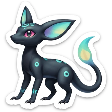 Ethereal Pastel Nebulae Exotic Salandit-Umbreon-Fakémon-hybrid-creature (full body)  sticker
