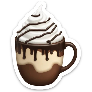 Hot cocoa with whip cream and chocolate drizzle  sticker