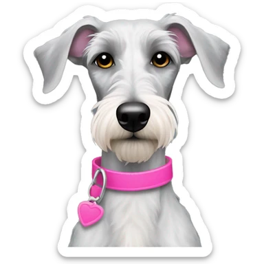 Scruffy Bedlington Whippet with pink collar  sticker