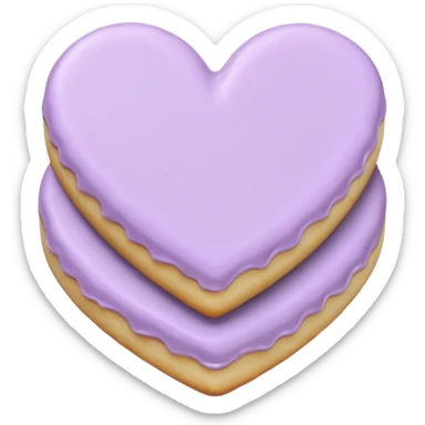 Realistic shortbread cookie in the shape of a heart with pale lilac sticker