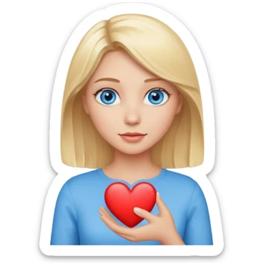 Une femme blonde yeux bleus qui envoi cœur sticker