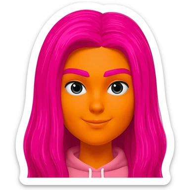 Pink hair orange face pink eyebrows sticker