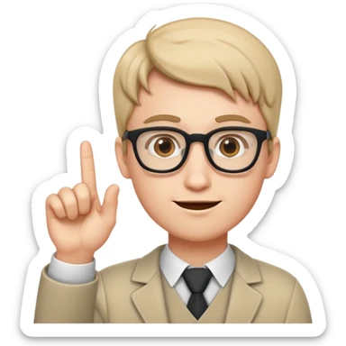 Cara de nerd con el dedo parado sticker