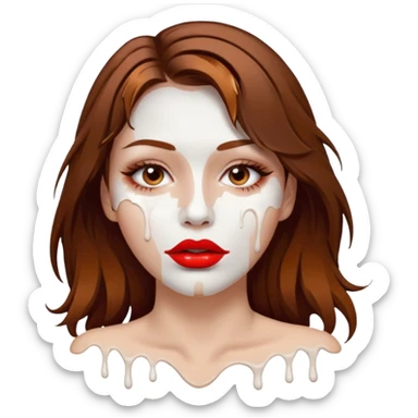 Brown Hair Woman , white paint , drip, face, hot  Sexy, lips sticker