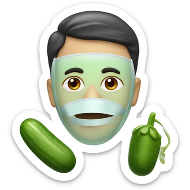 face with mask and cucumbers  sticker