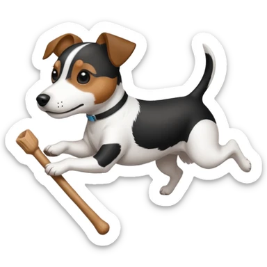 Black and white Jack russell chasing stick sticker