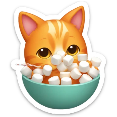 Orange cat eating marshmallows  sticker