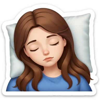 Sleepy girl, long brown hair sticker