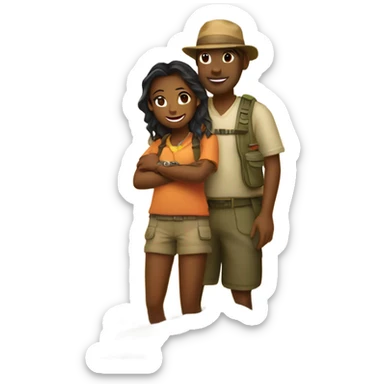 Island Girl with Fly Fisherman in love at sunrise on an island sticker