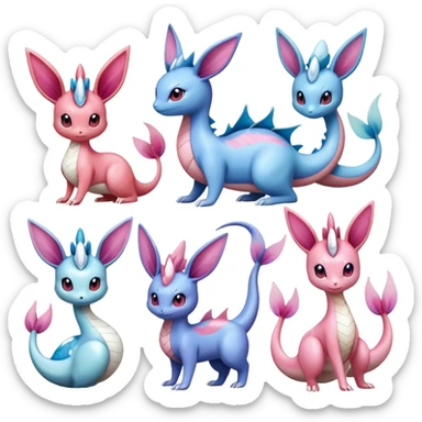 Milotic-Sylveon-Espeon-Vaporeon-Dragonair-Pokémon full body sticker