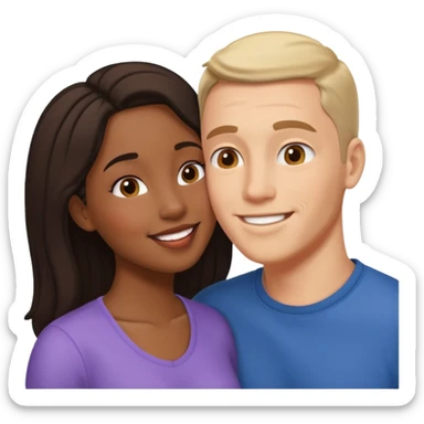 interracial couple kissing sticker
