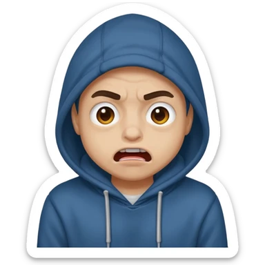 person with hoodie making ugly face sticker