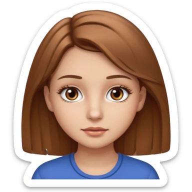 Girl with light brown hair and brown eyes pretty small lashes sticker