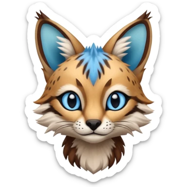 Realistic cute petite Colorful Soft Bobcat-Sergal-Numbat-Serval-Genet-Fakémon-fusion-hybrid-creature sticker