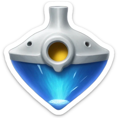 Blue ocarina of Time with a white band around the blowhole with the tirforce sticker